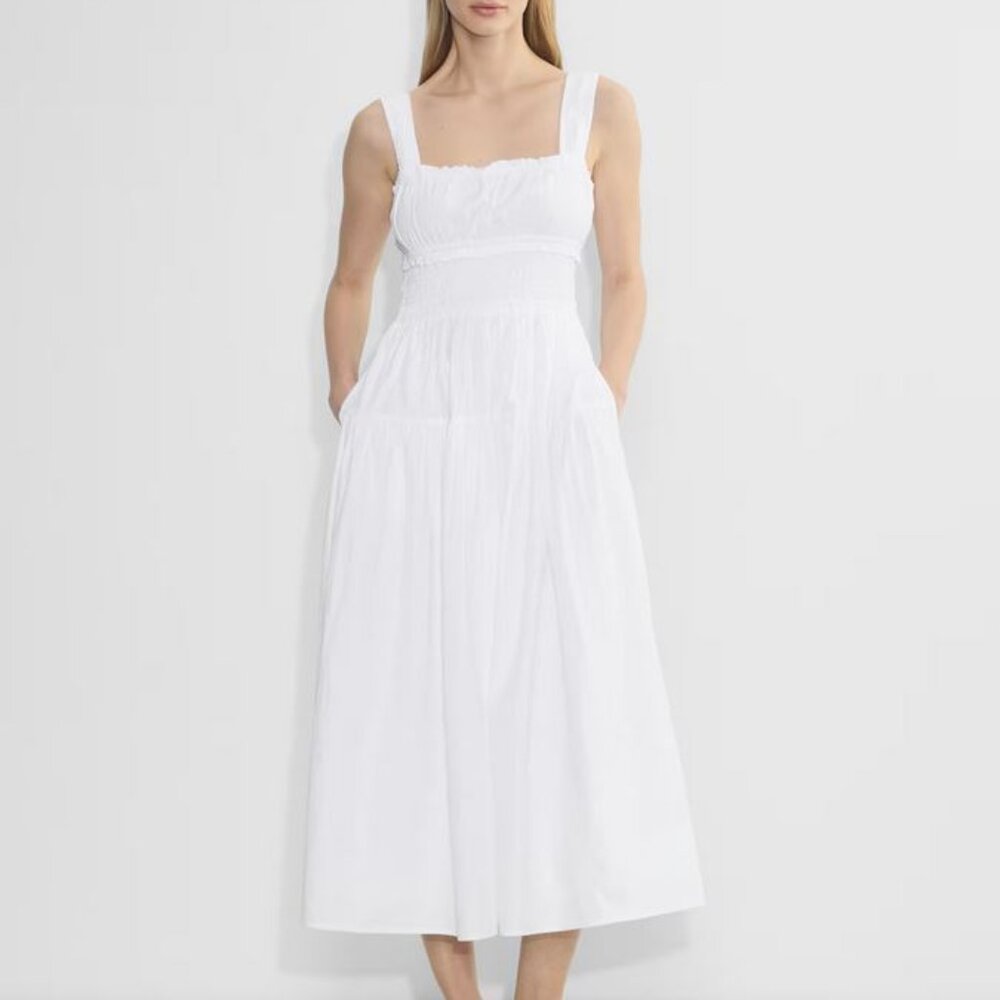 *NEW* Aritzia Wilfred Foray Poplin Dress | White Cotton Sundress w/ Pockets